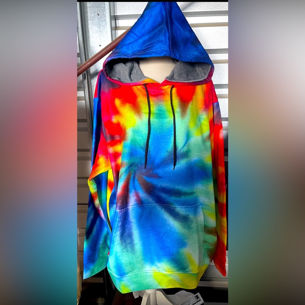 Three in brand tie dye HOODIE SZ XL unisex